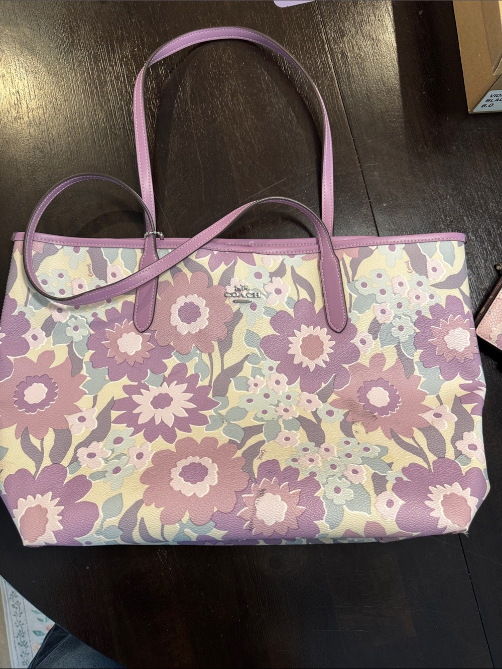 Coach Pastel Floral Tote in Lilac and Cream